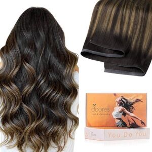 Dark Brown Chestnut Brown Human Hair Butterfly Weft 20 Inch Hair Extensions